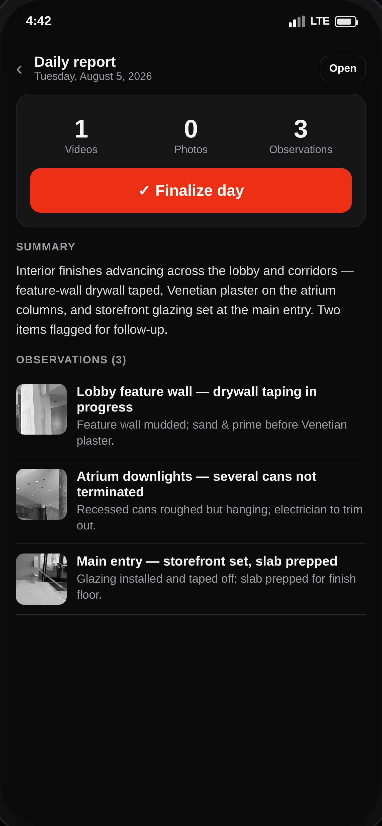 AI-generated daily report with observations